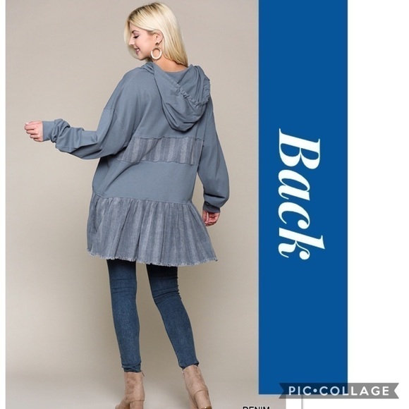 SALE!! 1 Left!! Denim Top w/Hood - Picture 2 of 3